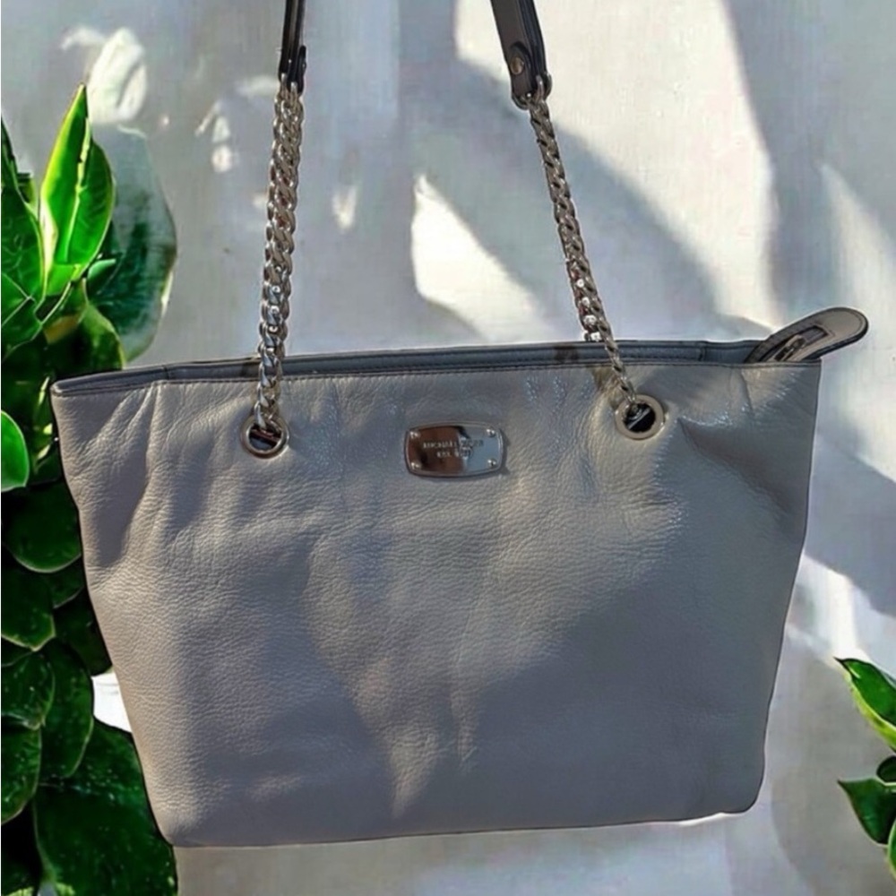 Michael Kors Gray Structured Tote with Metal Hardware